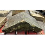 A triangle Yorkshire stone Pier Cap, approx. 8in x 12in x 20in
