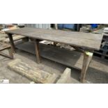 A 6-leg pine Worktable, approx 35in x 44in x 120in