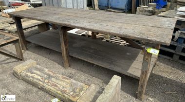 A 6-leg pine Worktable, approx 35in x 44in x 120in