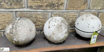 3 reconstituted stone Balls, with shabby chic deco