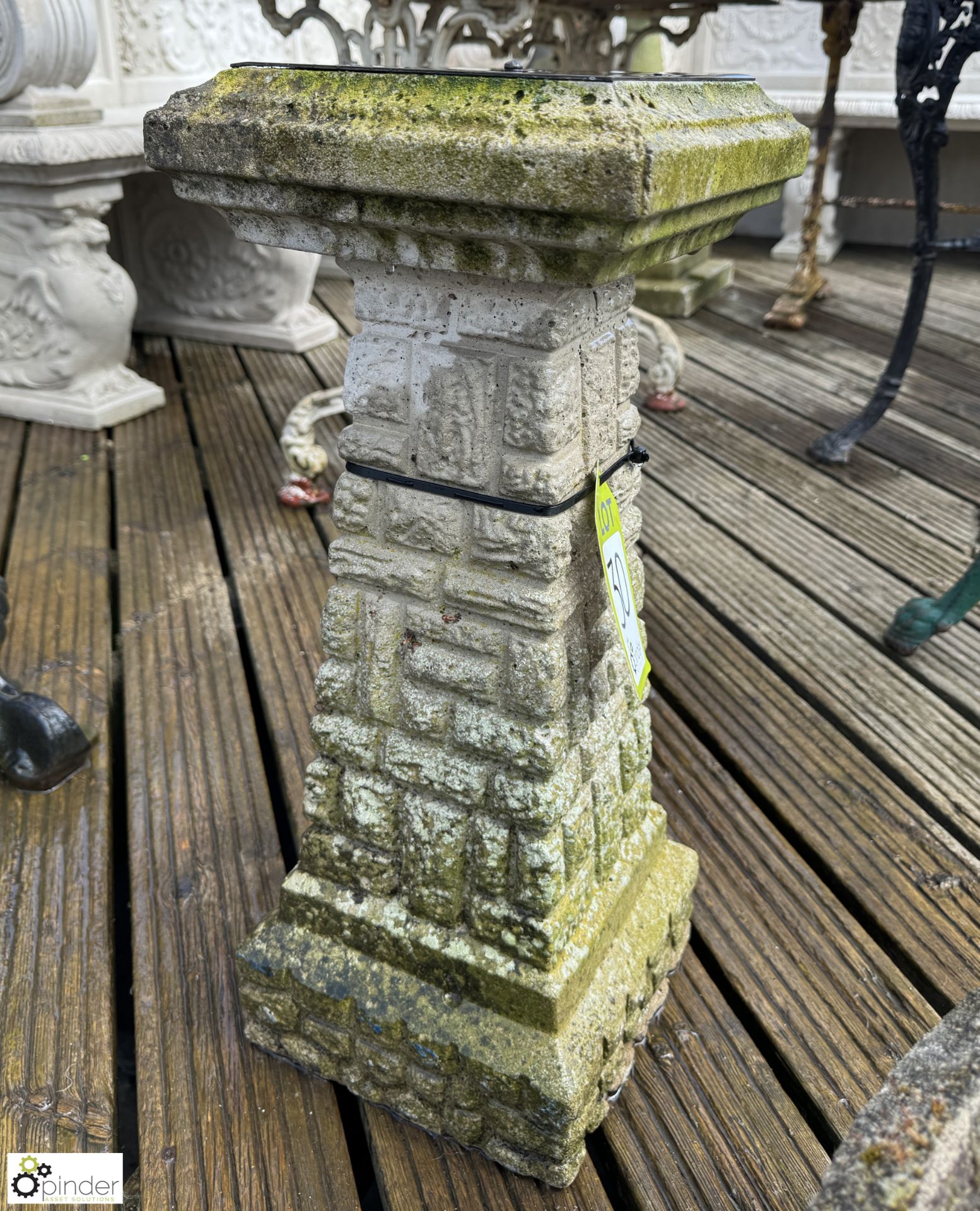 A reconstituted stone Balustrade with original bronze sundial plate, approx. 23in, circa mid to late - Image 5 of 6