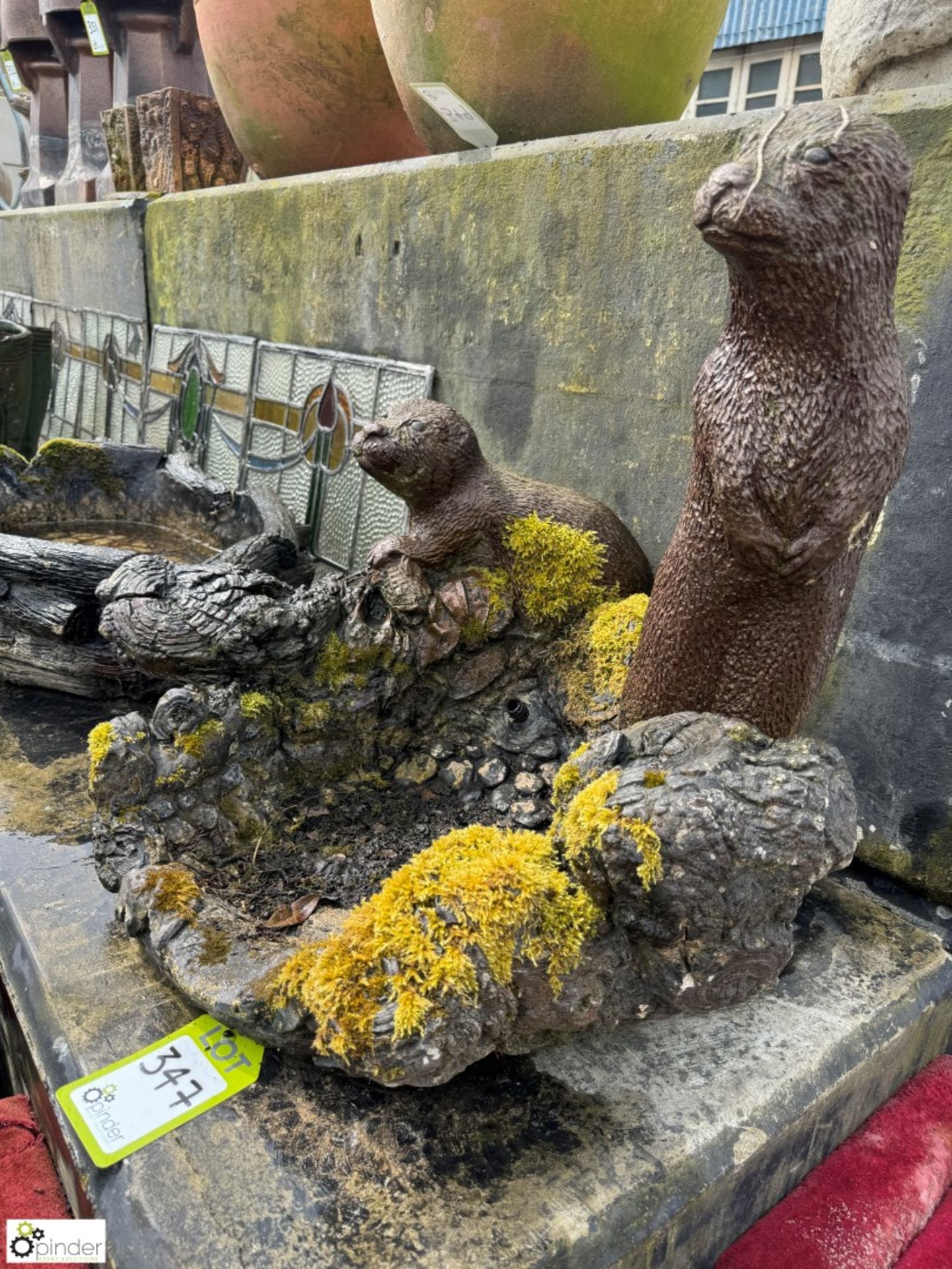 A reconstituted stone Water Feature depicting 2 otters and faux bois decoration, approx. 22in x - Image 2 of 6