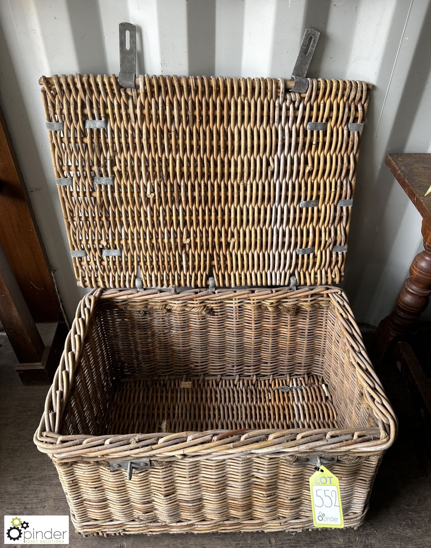 A Victorian wicker Transport Basket, with rope han