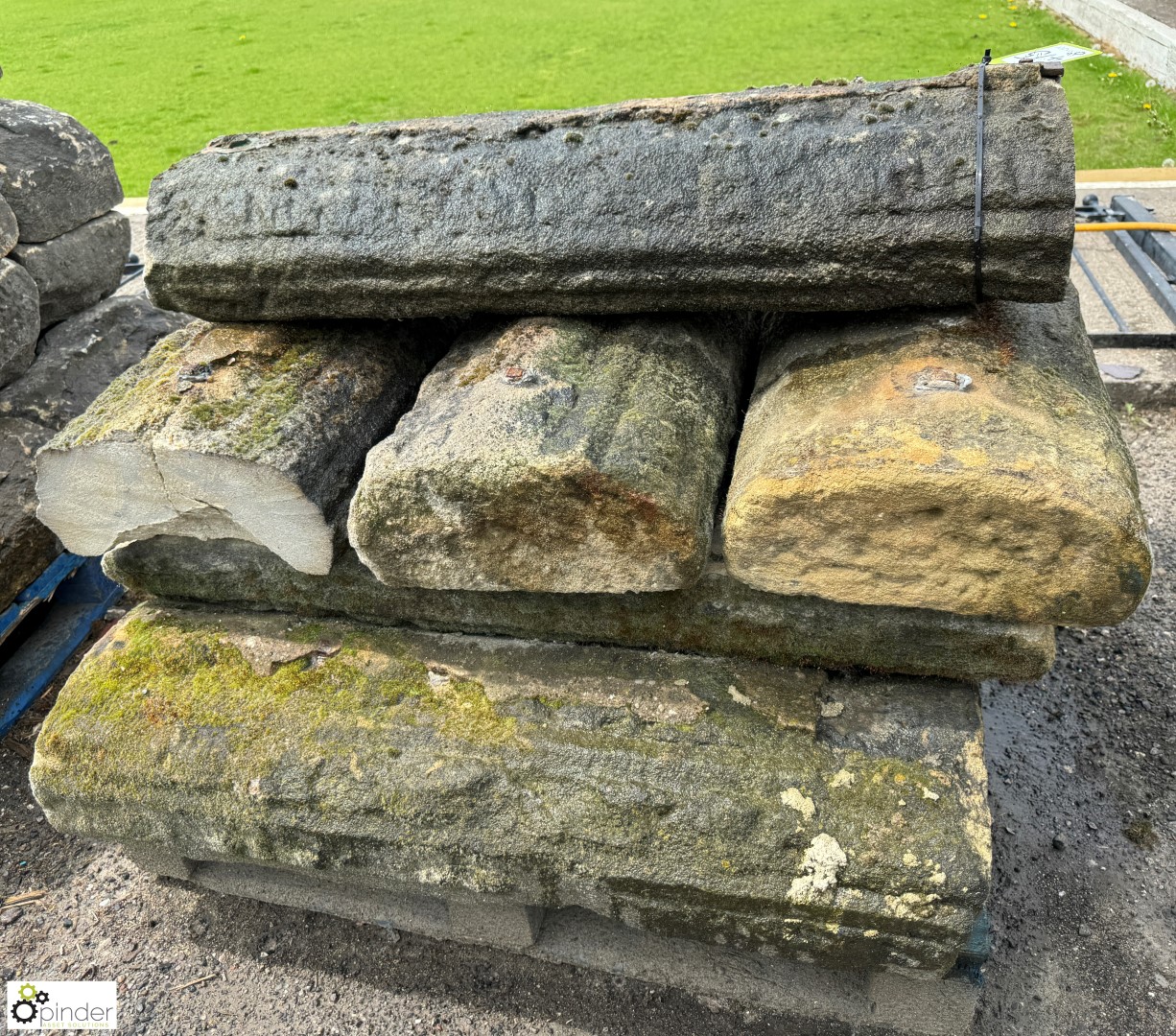 A pallet approx. 8.5 linear metres reclaimed Victorian Yorkshire stone Hogback Coping, approx. 6in x - Image 4 of 5