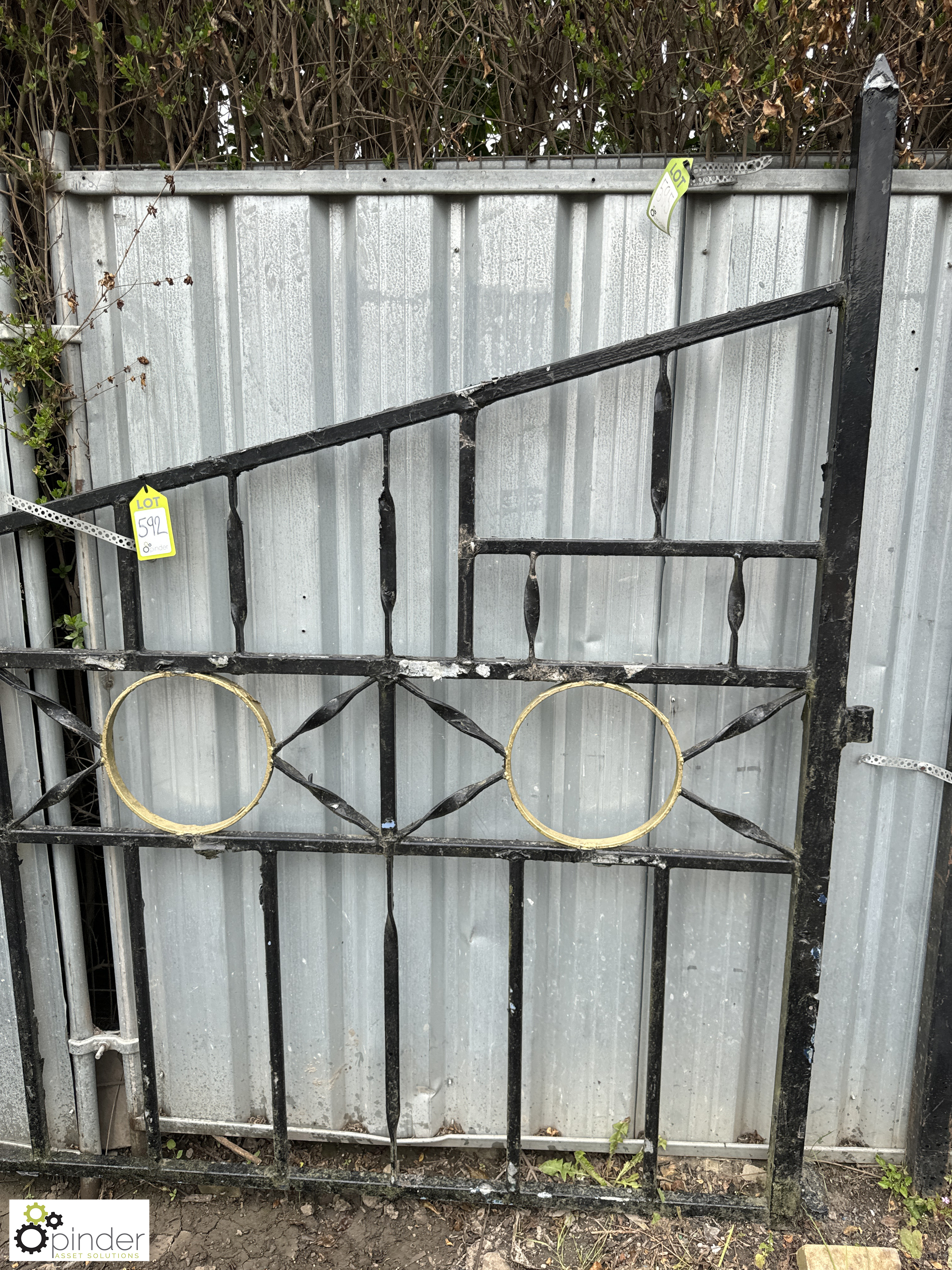 A vintage wrought iron Farm Gate, with hoop decora - Image 2 of 4