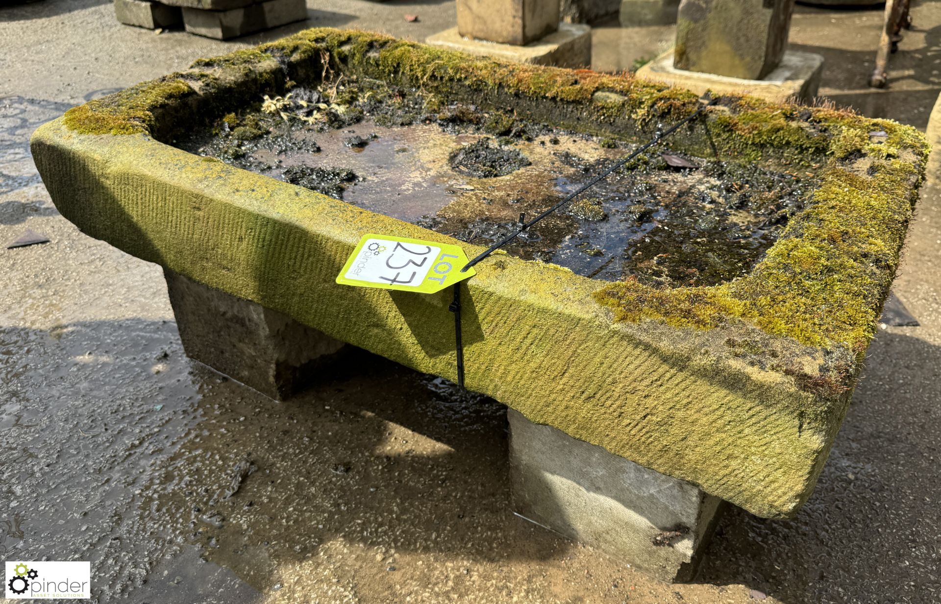 A Victorian Yorkshire stone Cottage Sink, approx. 5in x 21in x 38in