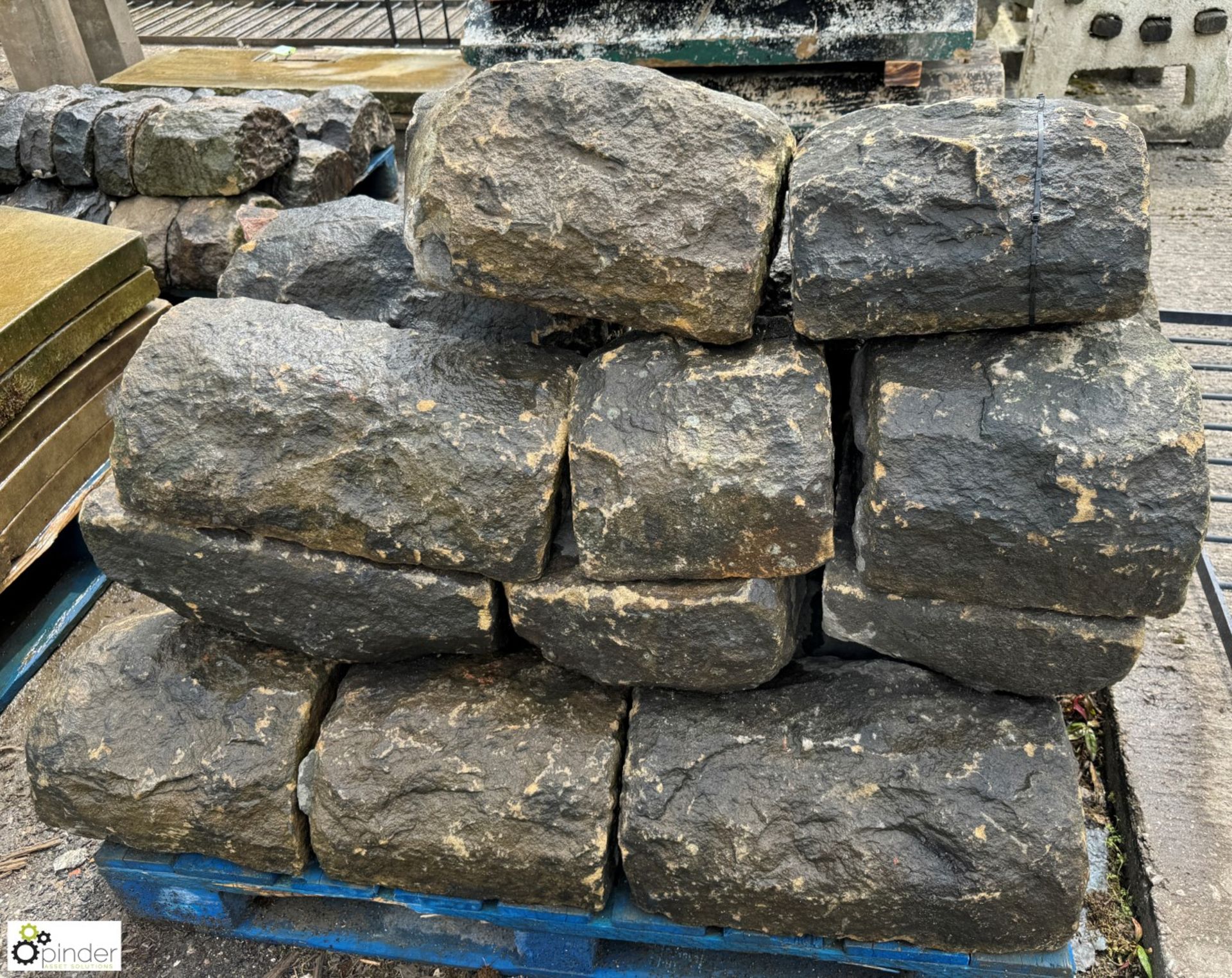 A pallet approx. 9 linear metres of reclaimed Victorian Yorkshire stone Hogback Wall Tops, approx.