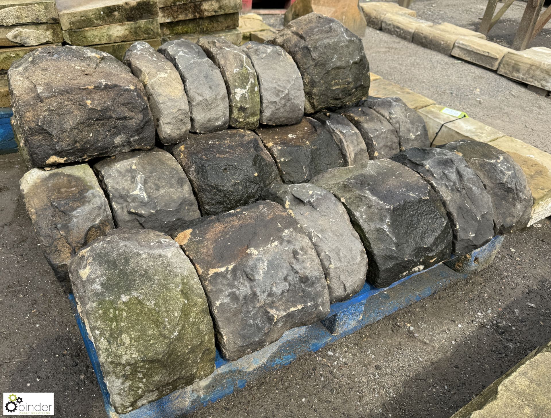 A pallet approx. 5 linear metres of reclaimed Victorian Yorkshire gritstone Hogback Coping, - Image 4 of 5