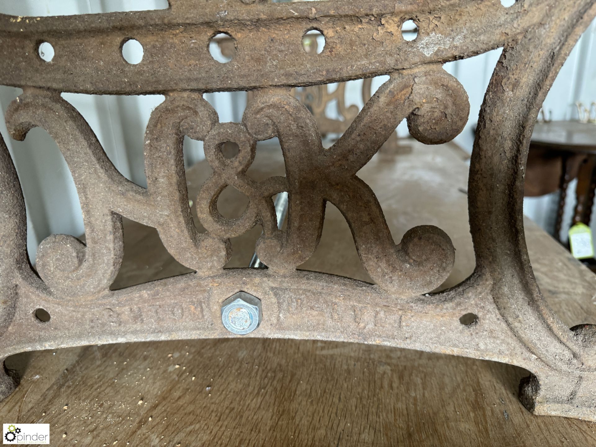 A pair decorative cast iron Victorian Garden Table - Image 4 of 5