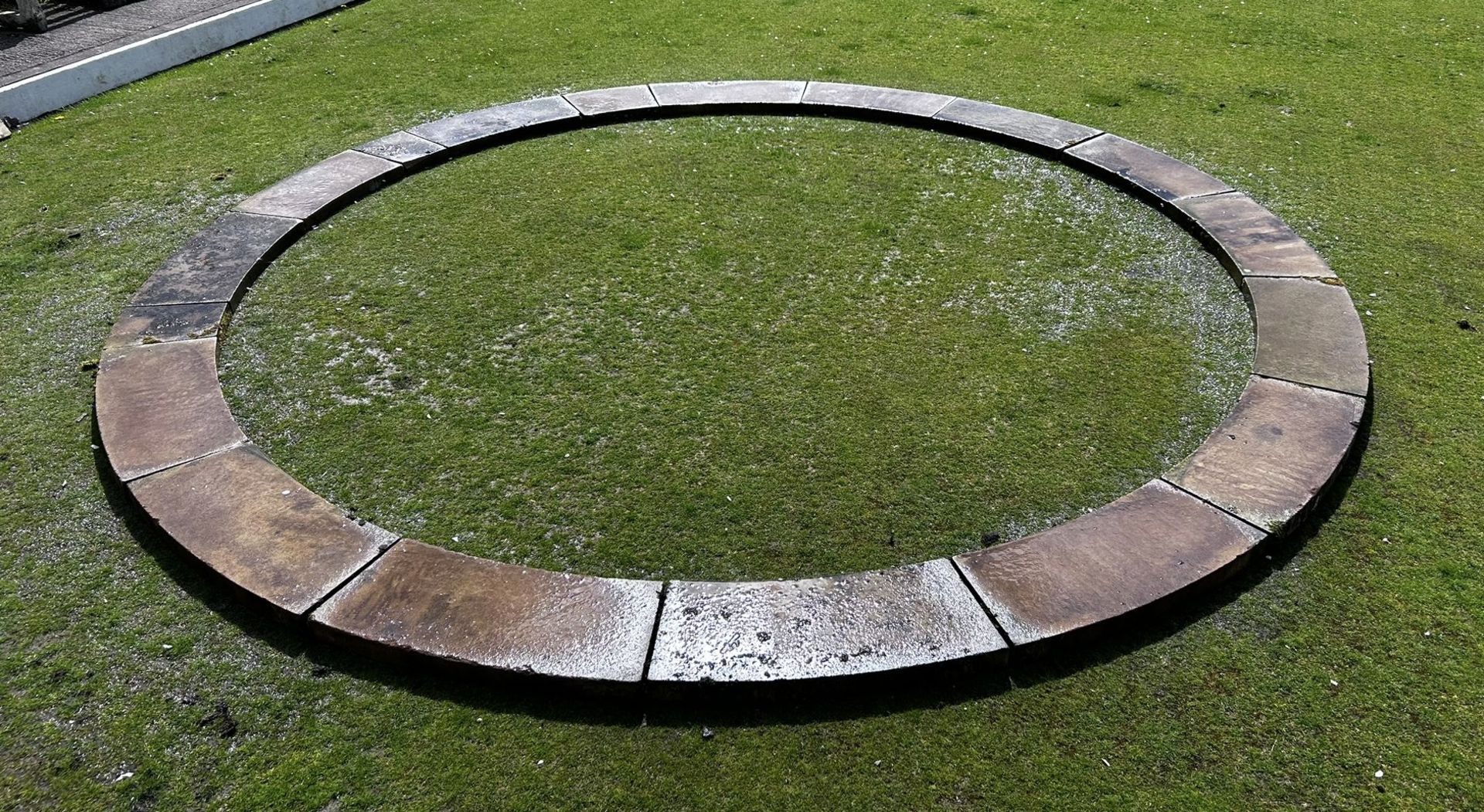 A hand carved reclaimed Yorkshire stone Pond Surround, removed from Northgate House, Honley,