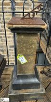 A Yorkshire stone Balustrade with a cast iron sundial plate and zodiac sign decoration, approx. 38in