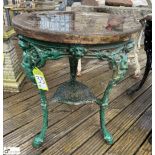 An original Victorian Britannia round cast iron Conservatory/Orangery Table, makers mark “Harrop