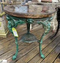 An original Victorian Britannia round cast iron Conservatory/Orangery Table, makers mark “Harrop