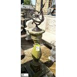 A reconstituted stone Balustrade with cast iron armillary top, approx. 49in, circa mid 1900s