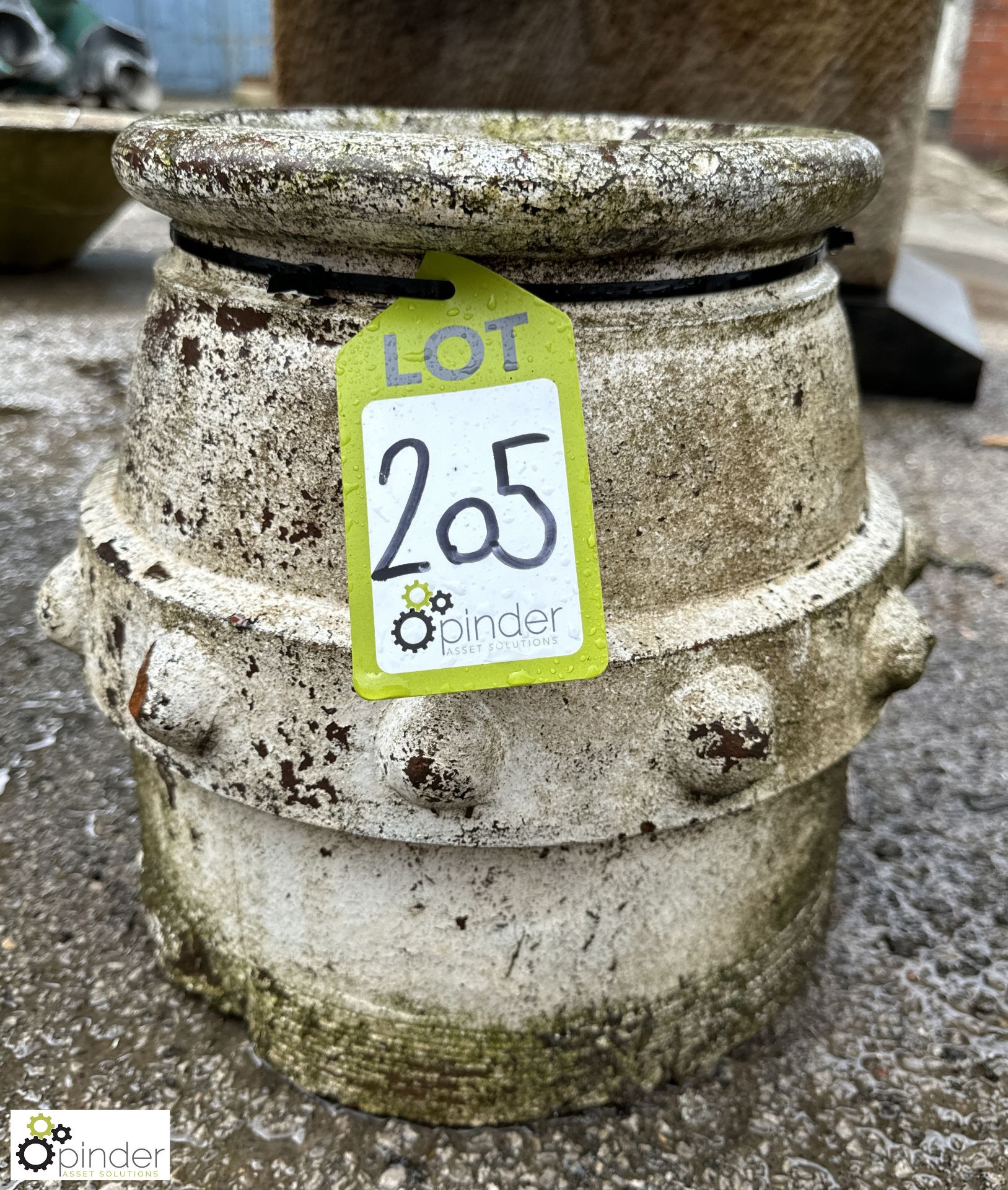 A buff terracotta Chimney Pot, with round stud decoration, approx. 12in x 14in diameter