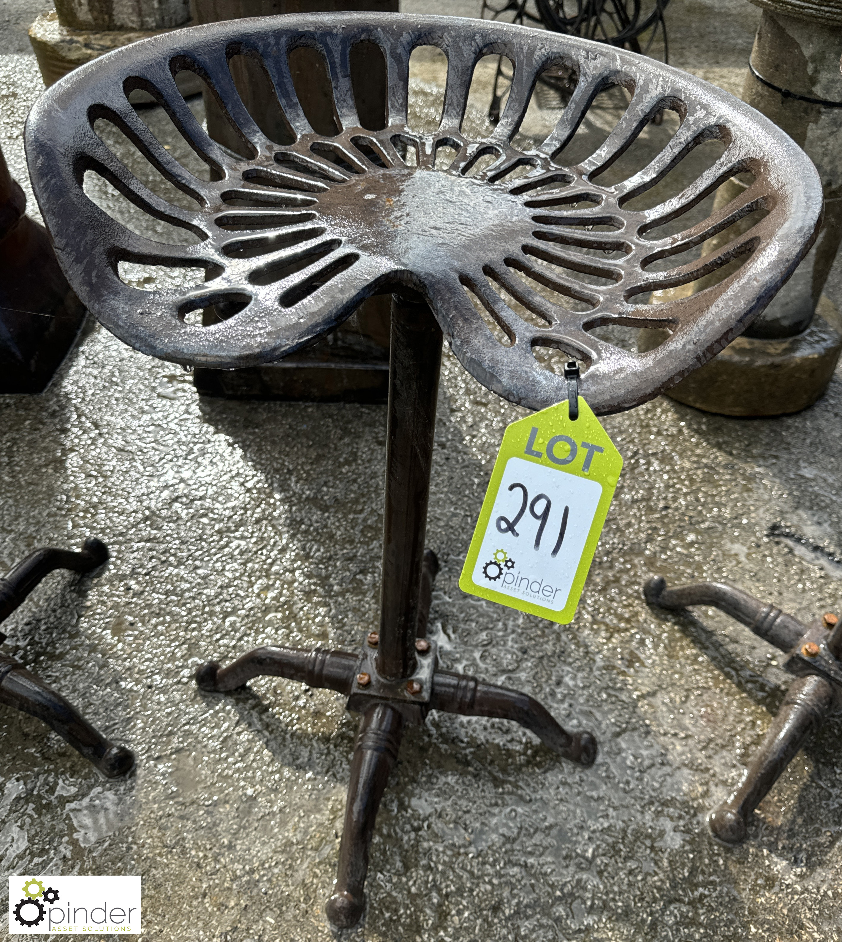 A pair cast iron Bar Stools, approx. 27in, circa mid to late 1900s - Image 2 of 4