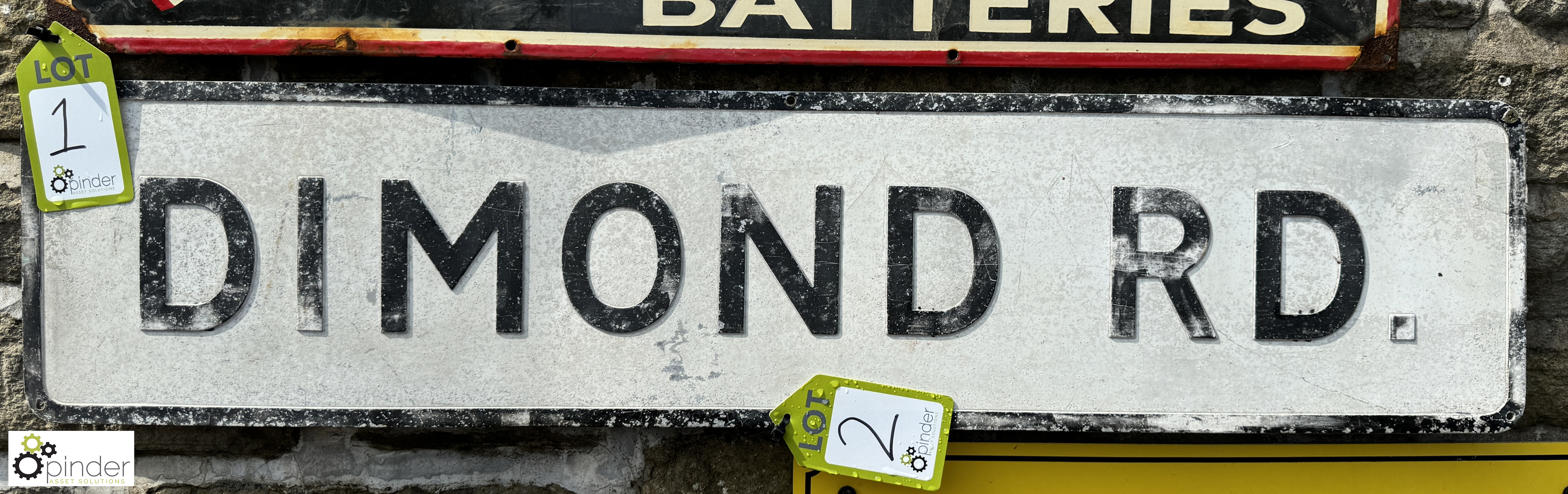 A cast aluminium Road Sign “Dimond RD”, approx. 9in x 40in long, circa 1920s - Image 2 of 3