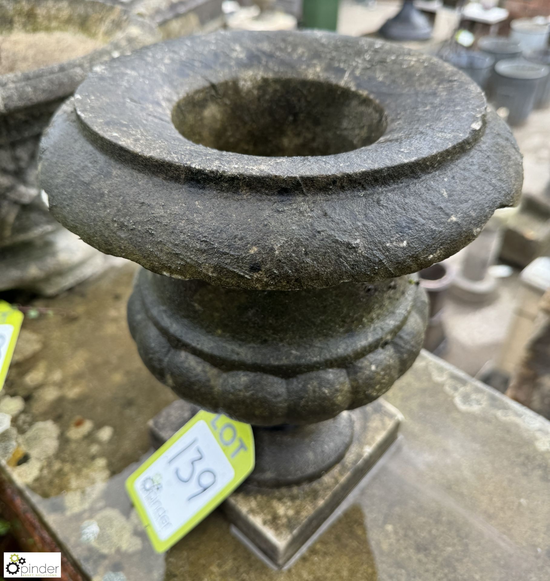 A Victorian statuary white marble Garden Urn, with gadrooning decoration, approx. 12in x 10in - Image 2 of 5