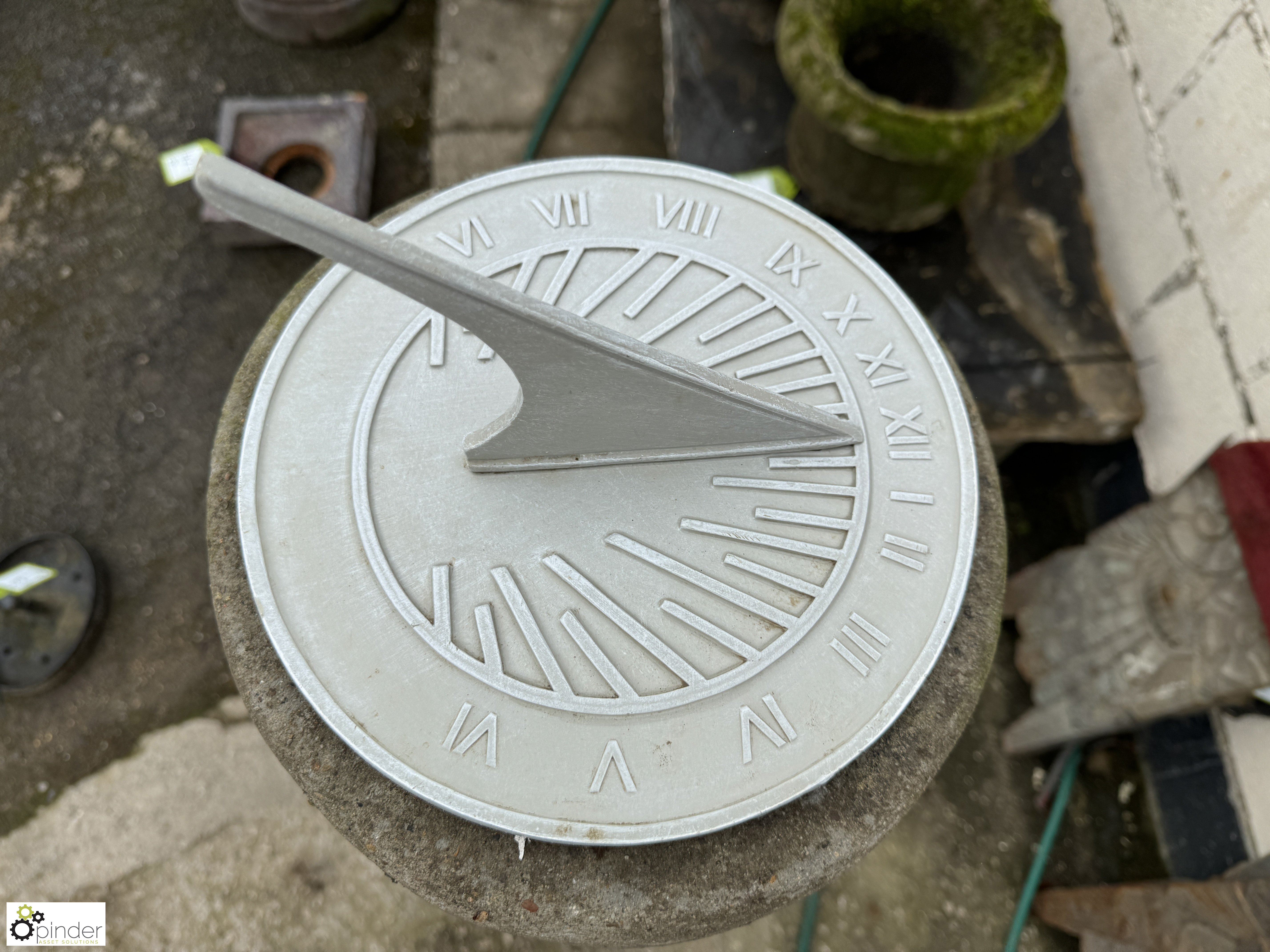 A reconstituted stone octagonal Sundial Plinth, with round sundial plate with Roman numerals, - Image 4 of 7