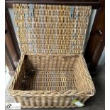 A Victorian wicker Transport Basket, with rope han