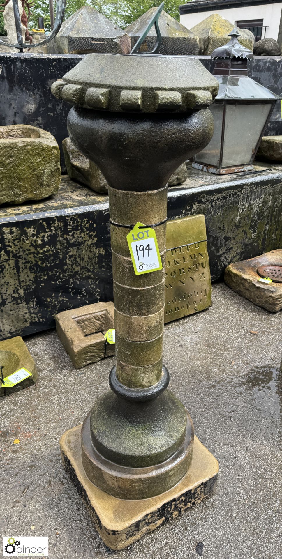 A Yorkshire stone round 5-tier decorative Sundial Plinth, with original Victorian bronze sundial - Image 2 of 9