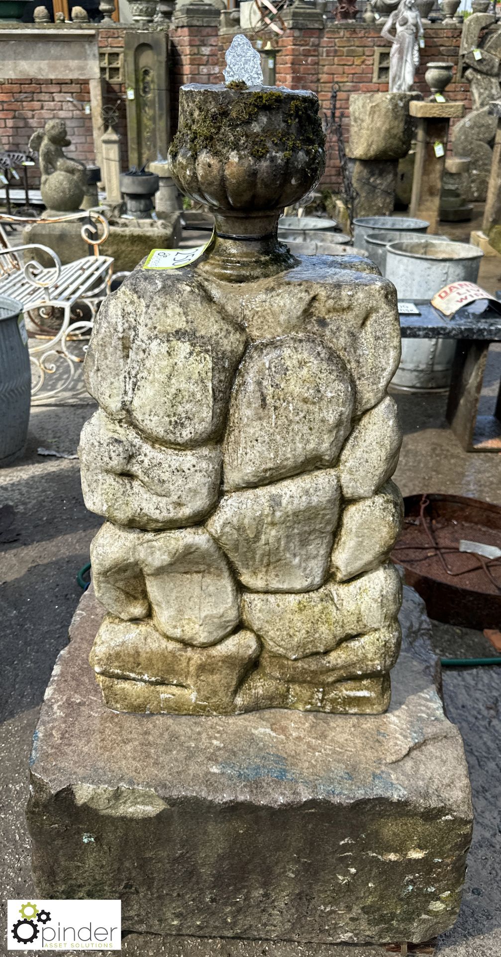 A reclaimed Yorkshire stone and statuary white marble Water Feature, approx. 46in x 24in x 24in