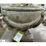 A reconstituted stone Garden Urn, with swag decoration, approx. 14in x 17in diameter