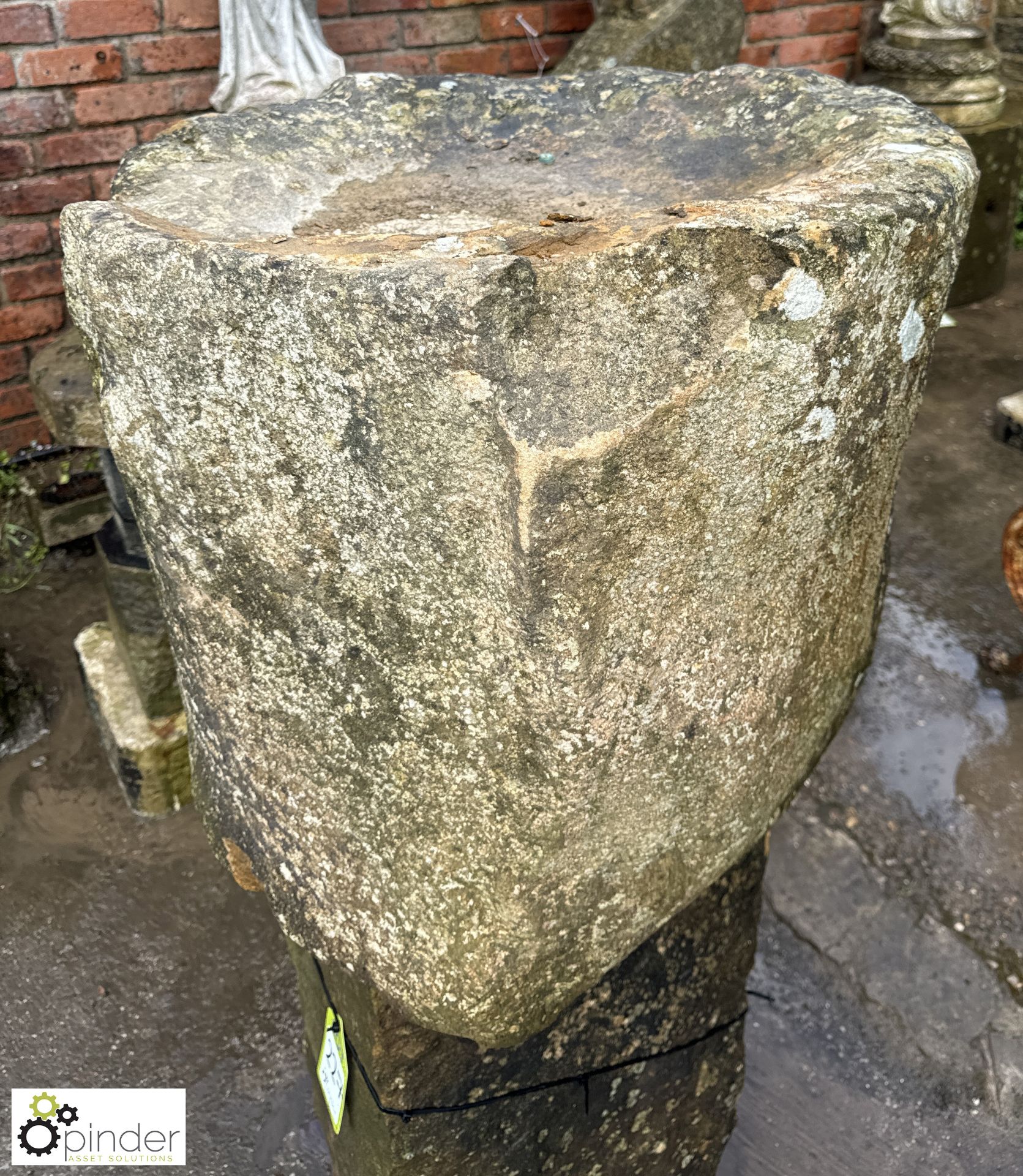 A large Yorkshire gritstone rustic monolith Birdbath, approx. 52in - Image 6 of 8