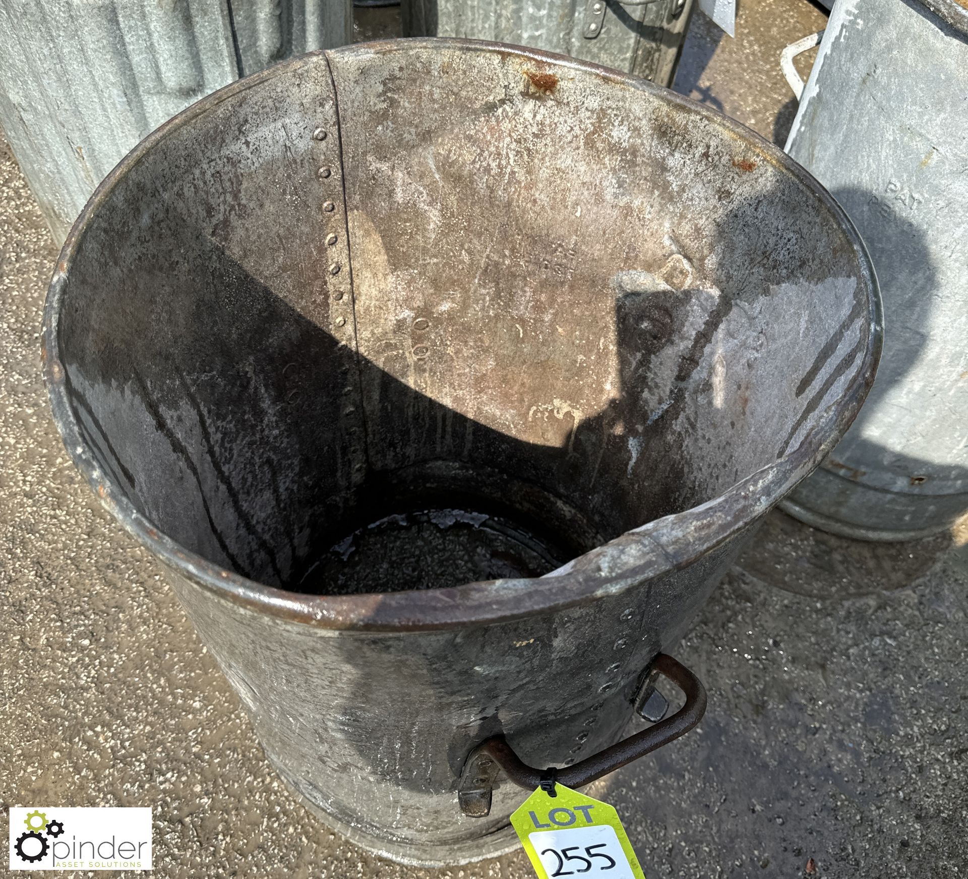 Antique galvanised metal Dustbin, with lifting handles, approx. 2ft x 17in diameter, circa early - Image 2 of 5