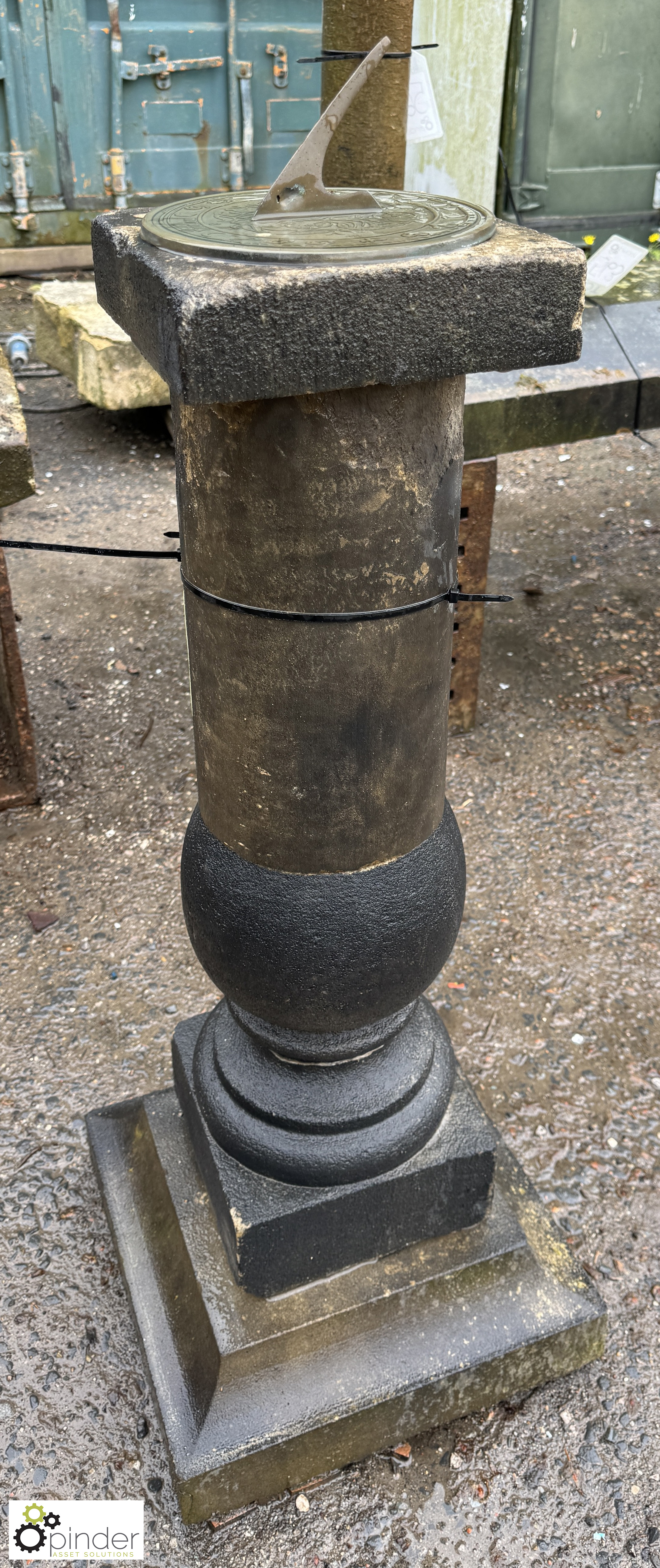 A Yorkshire stone balustrade Sundial Plinth, with