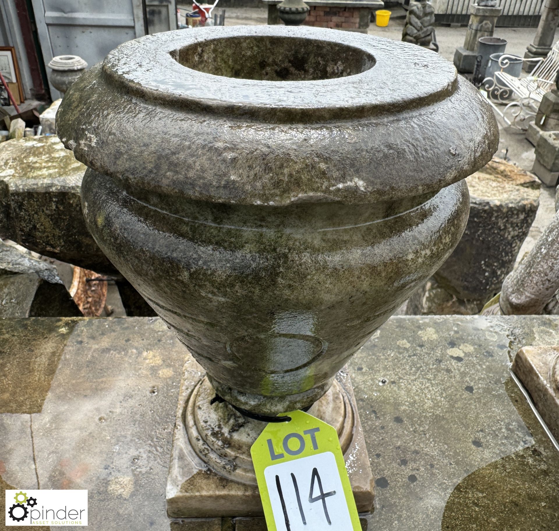 An Art Deco statuary white Garden Urn, with geometric decoration, approx. 12in x 10in diameter - Image 2 of 4