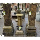 A pair 3-tier Yorkshire stone Statue Plinths, with chamfered corners and moulding detail, approx.