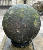 A carved Yorkshire stone Ball Finial, 11.5in x 10i