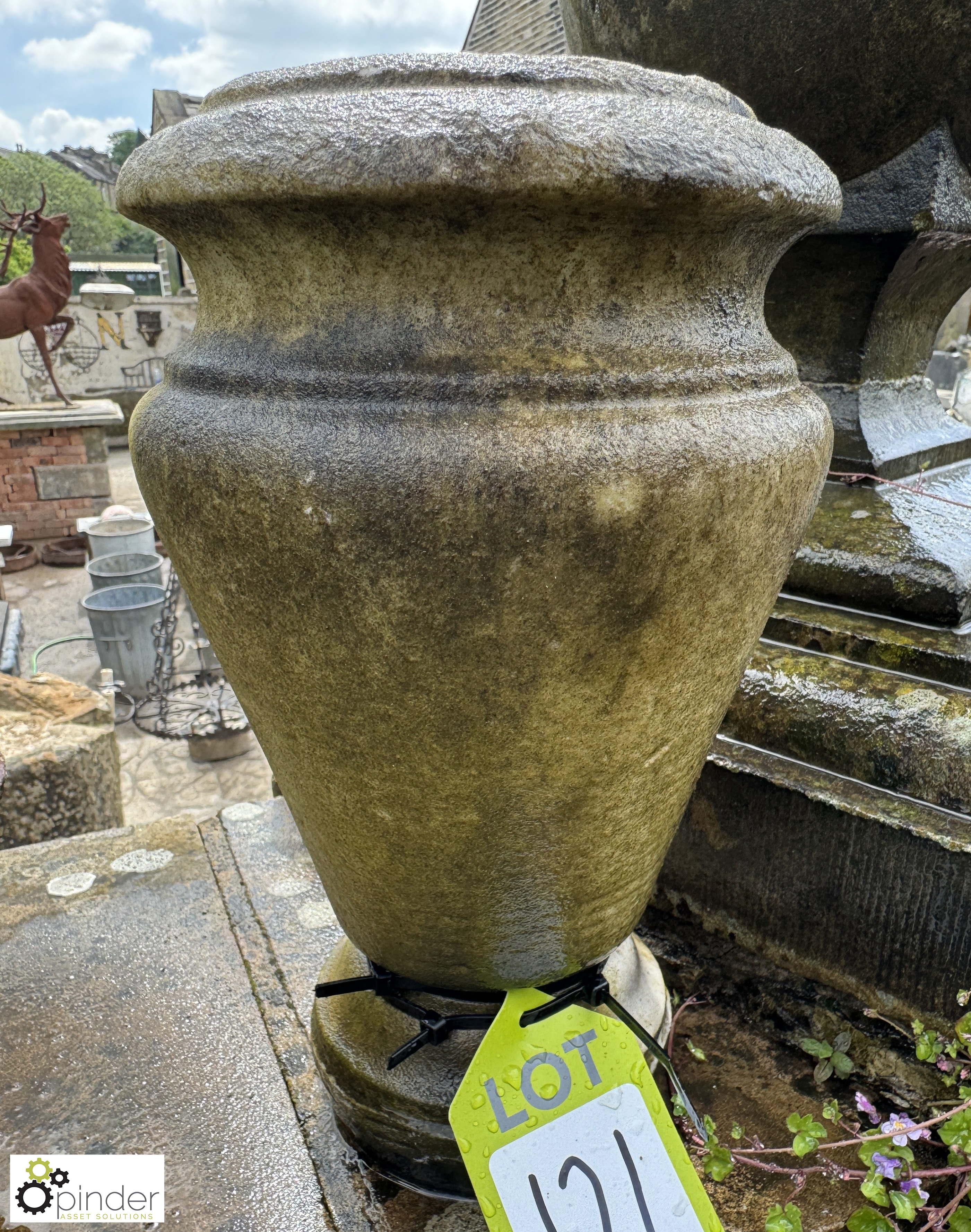 An Edwardian statuary white marble Garden Urn, with ribbed decoration, approx. 12in x 7in diameter