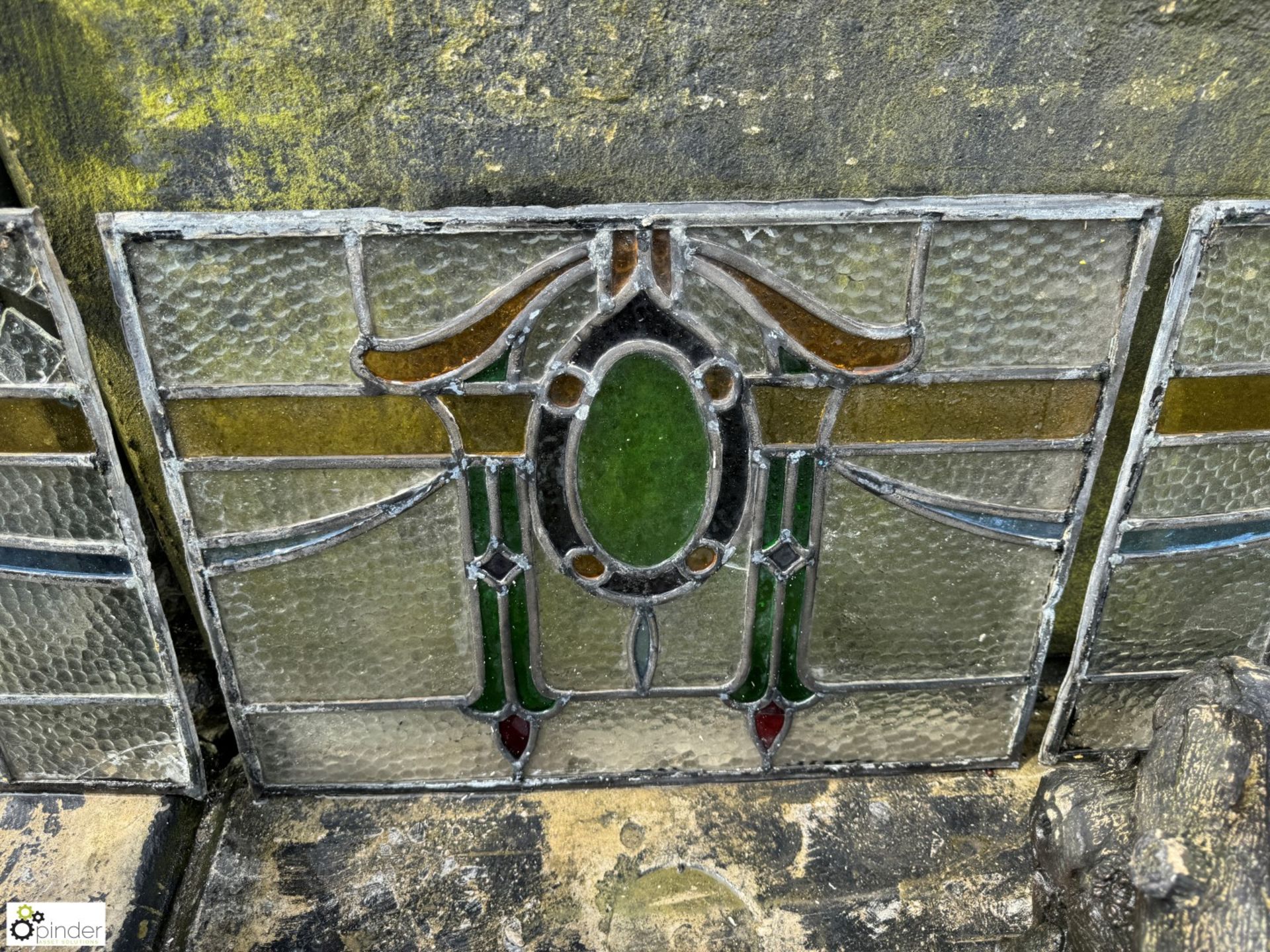 A set leaded coloured Windows, with Art Deco windows, comprising 10 pieces, approx. 19in x 15in, - Image 10 of 12