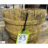 A reconstituted stone Planter, in style of an old barrel, approx. 9in x 12in diameter