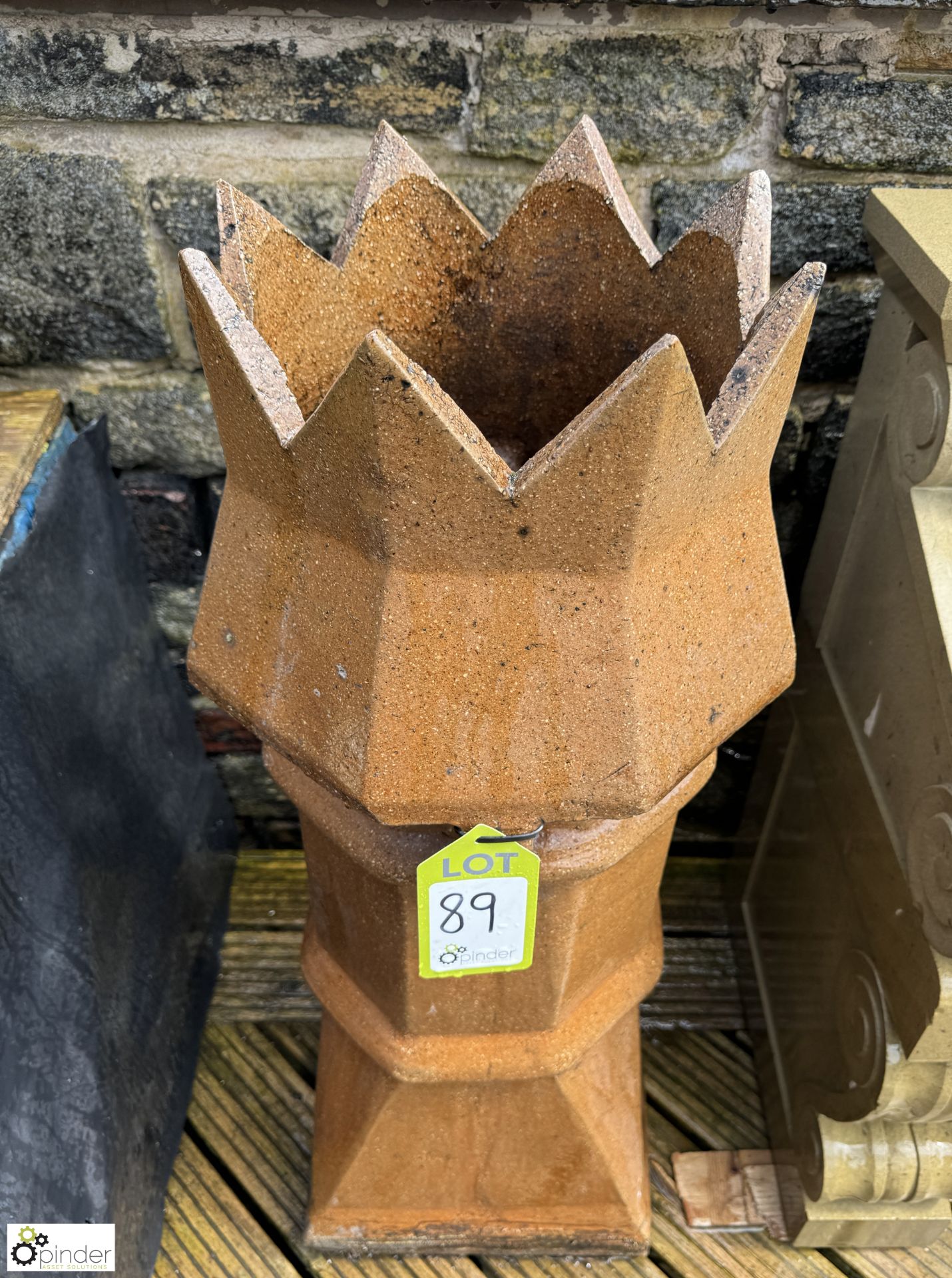 A Victorian round top salt glazed terracotta Chimney Pot, approx. 39in - Image 3 of 5