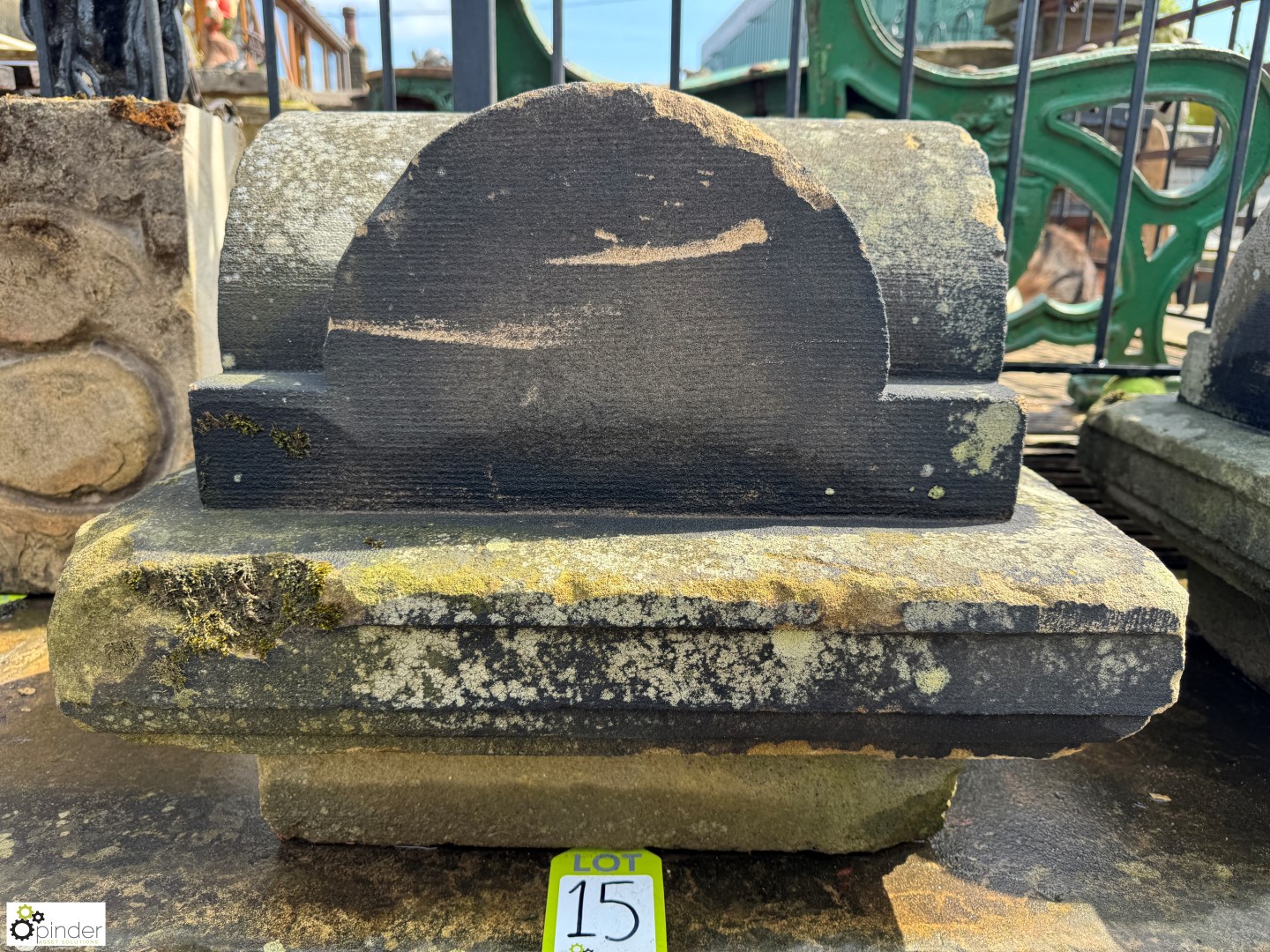 A pair Edwardian Yorkshire stone carved Pier Caps, approx. 17in x 21in x 21in - Image 2 of 7