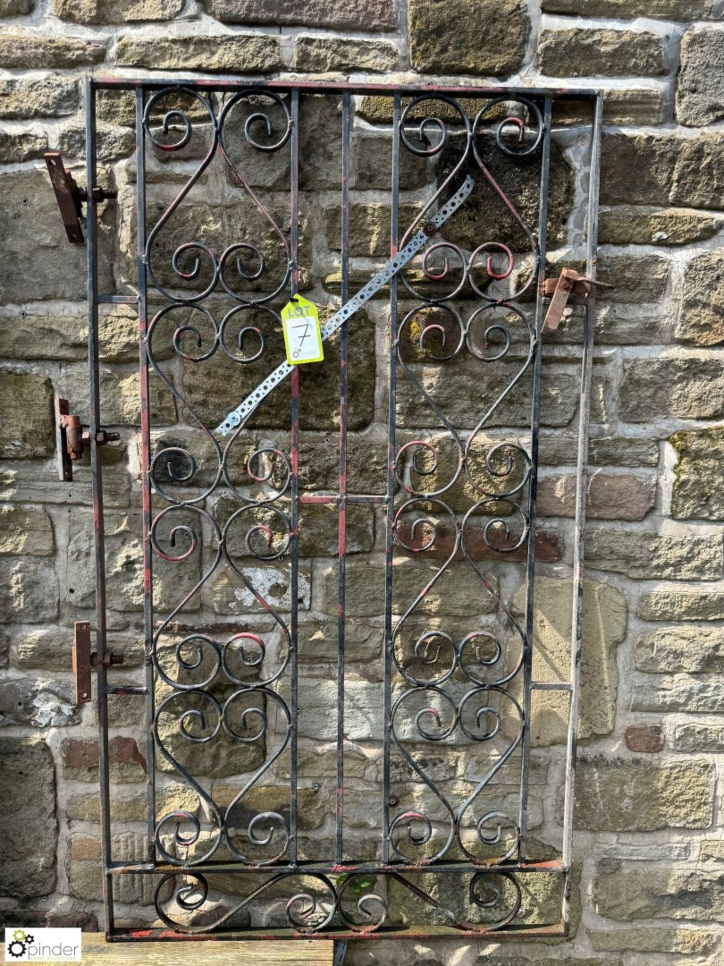 A decorative wrought iron Pedestrian Gate, approx. 62in x 36in wide, circa mid to late 1900s