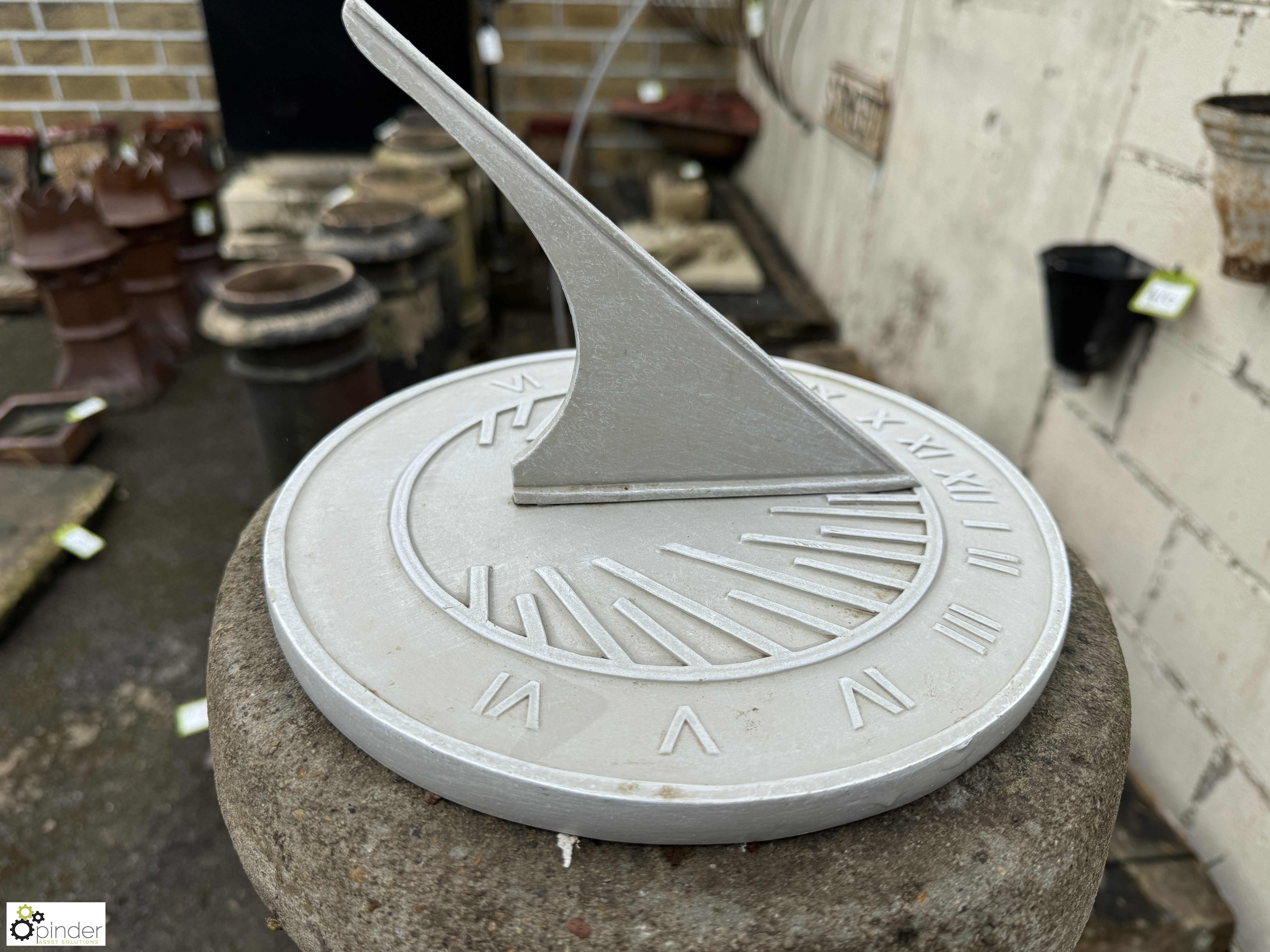 A reconstituted stone octagonal Sundial Plinth, with round sundial plate with Roman numerals, - Image 3 of 7
