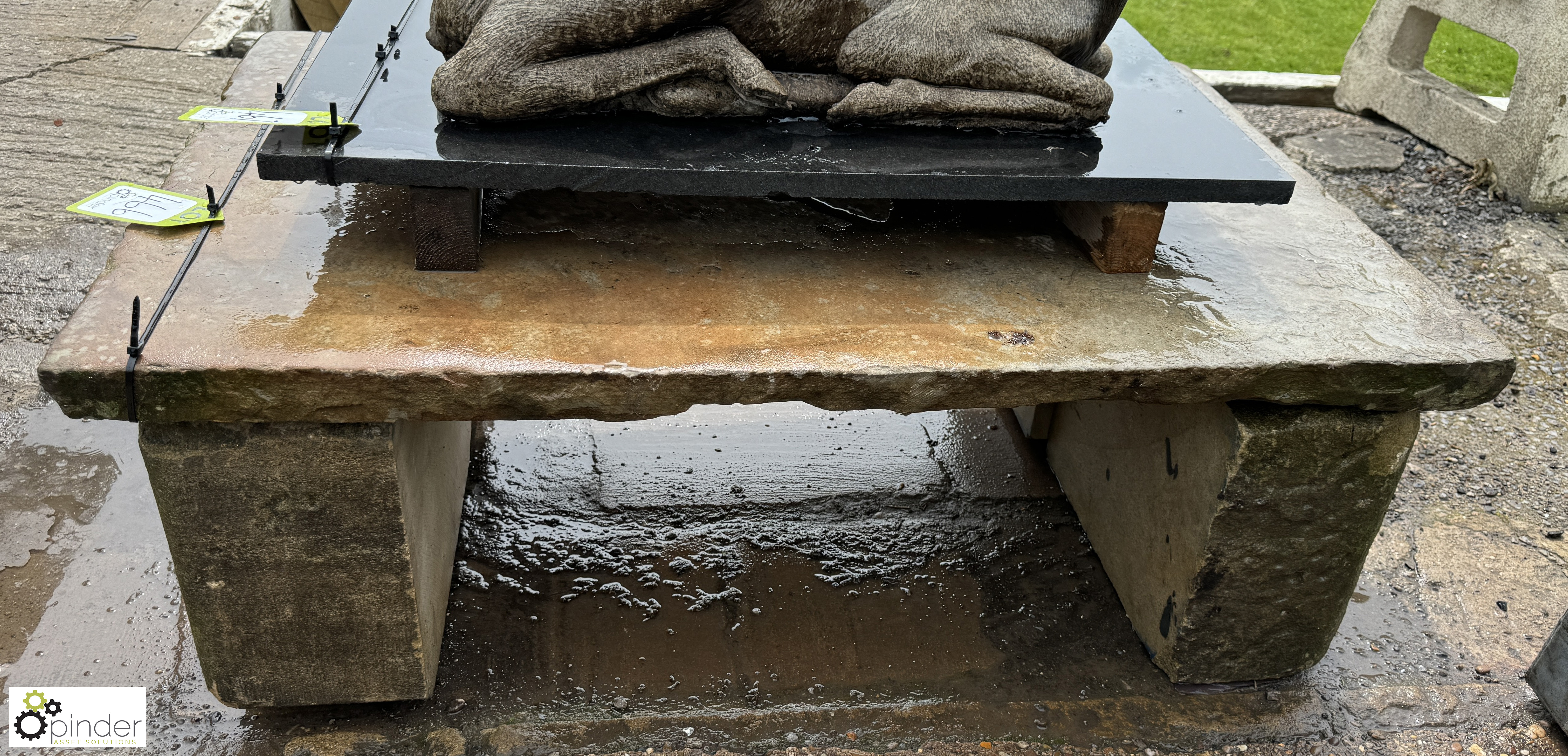 A Yorkshire stone Garden Table, approx. 14in x 28in x 43in - Bild 2 aus 5