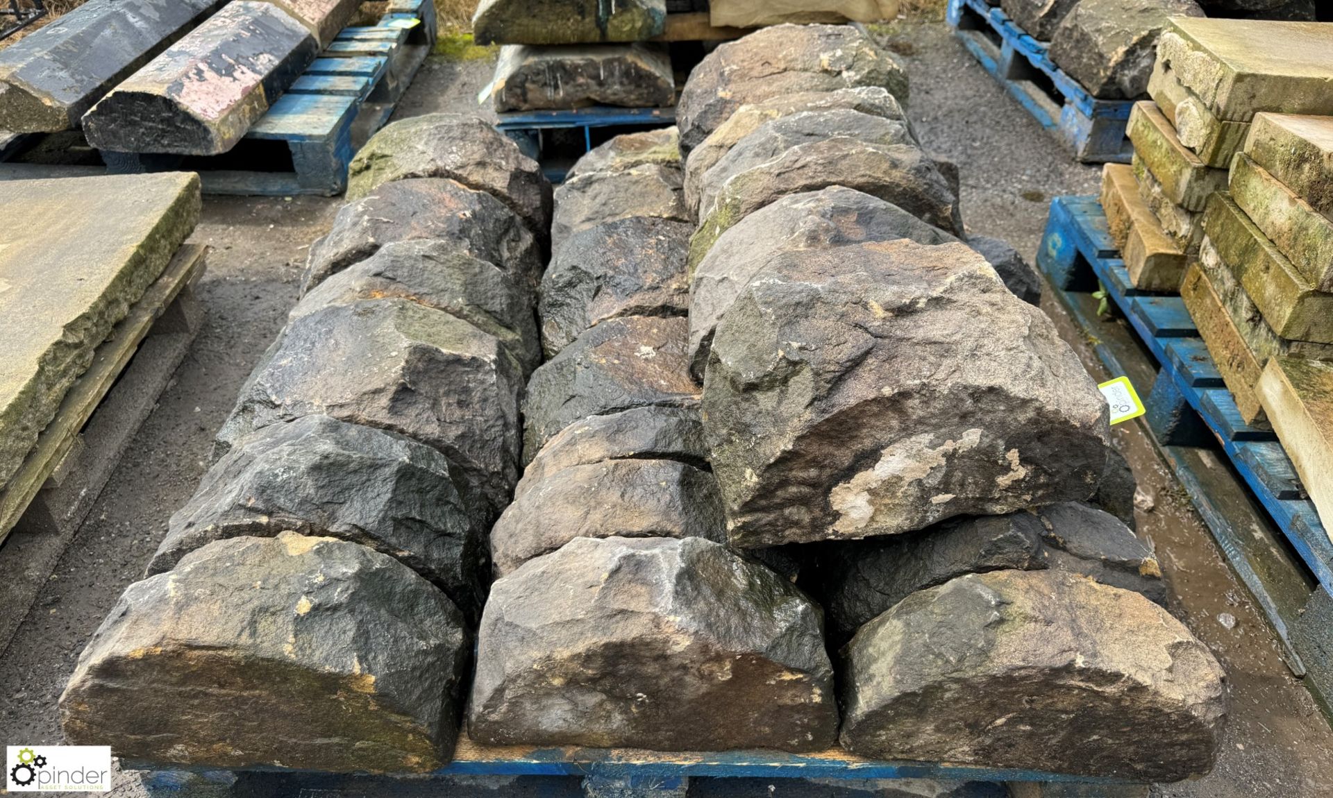 A pallet approx. 5 linear metres of reclaimed Victorian Yorkshire gritstone Hogback Coping,