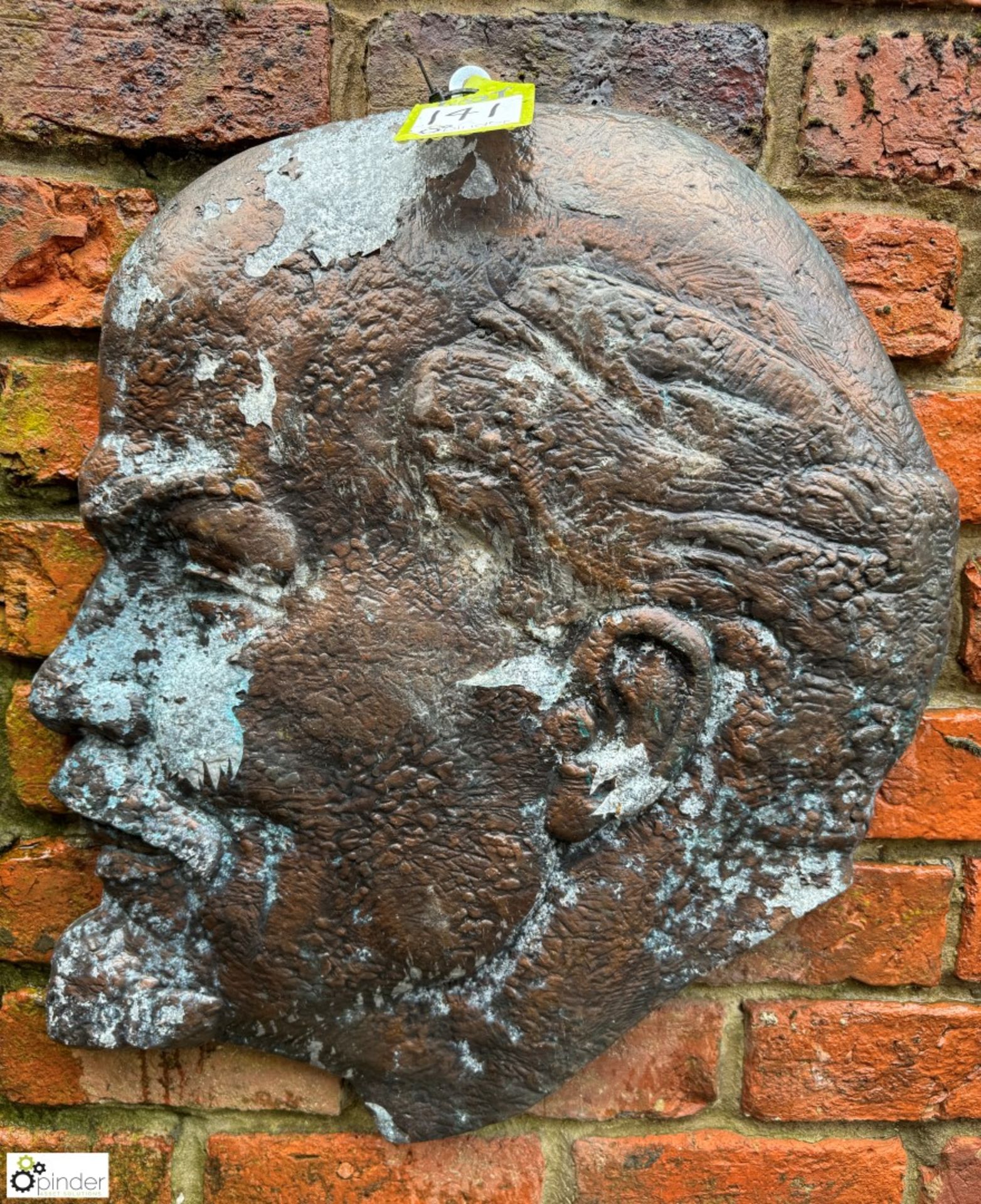 A cast bronzed Wall Plaque of Vladimir Lenin, creator of the Former Soviet Union, approx. 26in x - Image 2 of 3