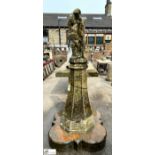 A large Portland stone Statue and Plinth, statue depicts young boy looking out to sea, plinth is