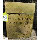 A Victorian Yorkshire stone Apprentice Piece consisting alphabet letters, in different font