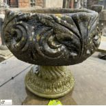 A reconstituted stone Garden Urn, with floral decoration, approx. 17in x 192in diameter