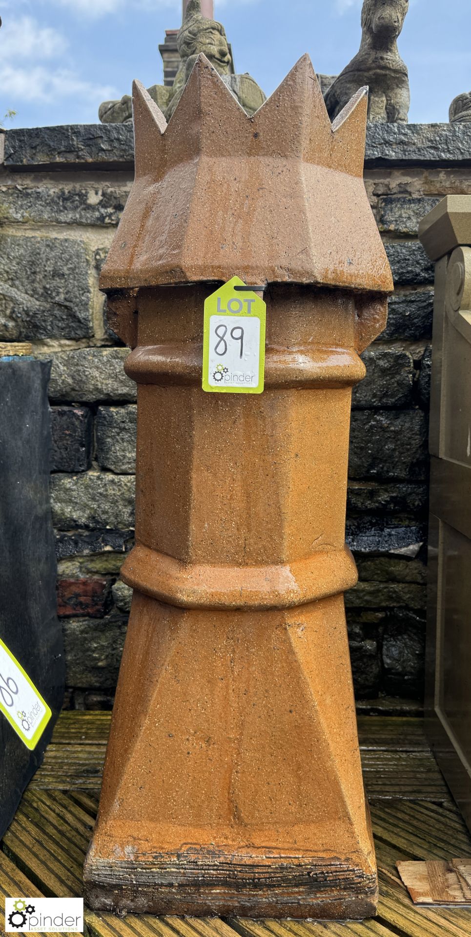 A Victorian round top salt glazed terracotta Chimney Pot, approx. 39in - Image 4 of 5