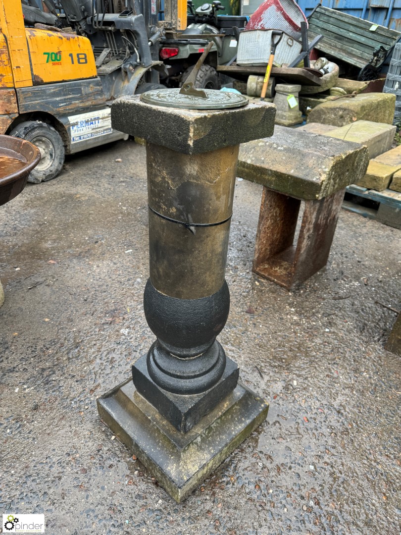 A Yorkshire stone balustrade Sundial Plinth, with - Image 5 of 6