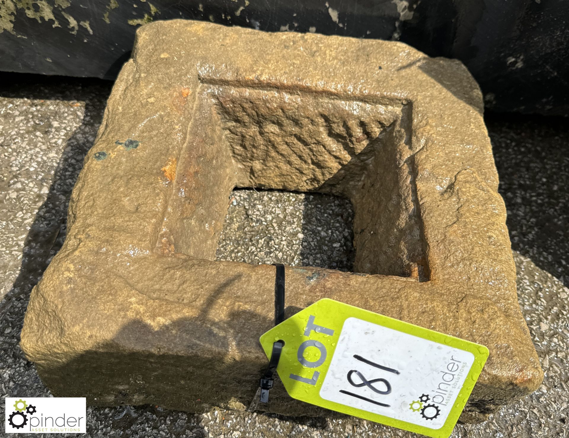 An original Georgian Yorkshire stone Drain Gully, approx. 12in x 12in, circa early 1800s - Image 3 of 4