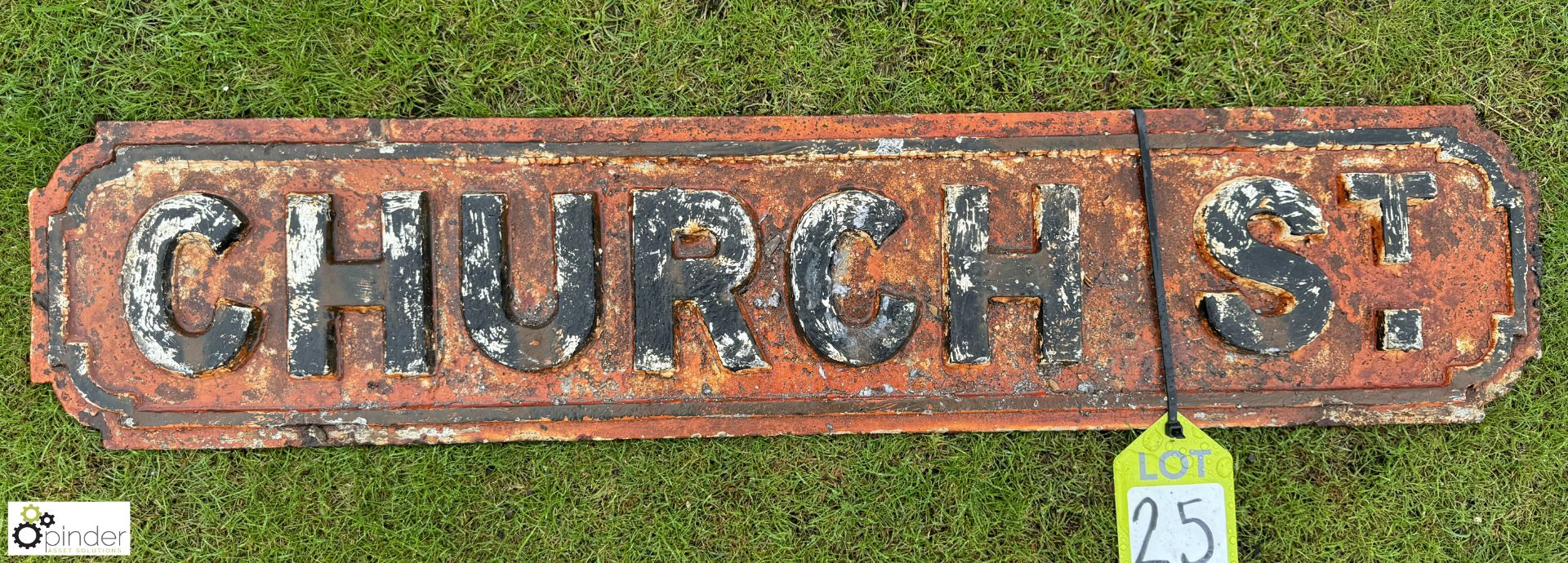 A Victorian cast iron Street Sign “Church St”, approx. 7in high x 32in